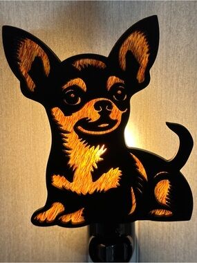 Chihuahua Night Light Plug-In Dog Silhouette - Handmade